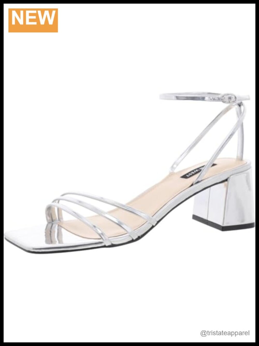 Nine West Embae Strappy Mid Block Heel Square Toe Dress Sandals